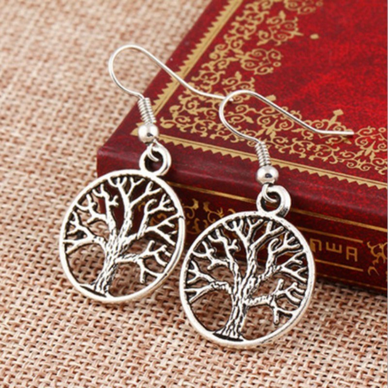 Natural Stone Tree Of Life Pendulum Earrings