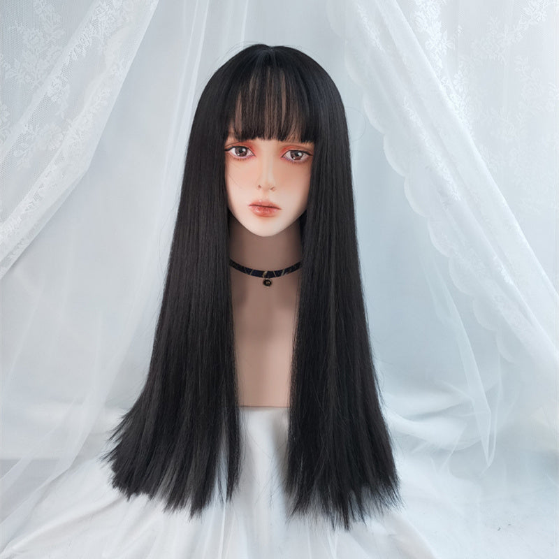 Air Bangs Long Straight Human Hair Wigs