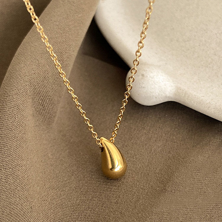 Minimalist New Small Water Drop Titanium Steel Necklace