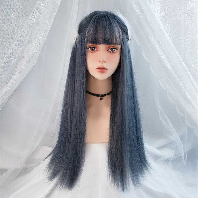 Air Bangs Long Straight Human Hair Wigs