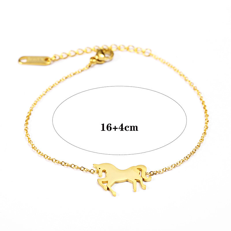 Gold Unicorn Horse Charm Bracelet