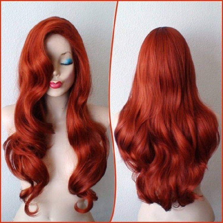 Copper Anime Long Human Hair Wigs