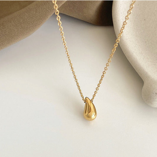 Minimalist New Small Water Drop Titanium Steel Necklace