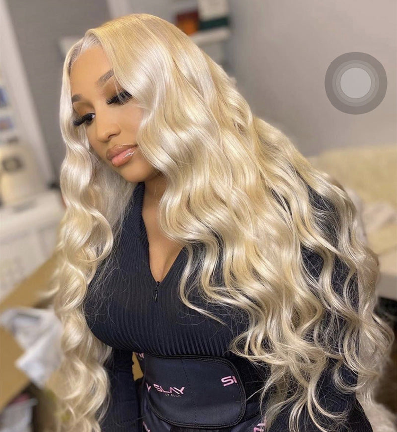 Popular Light Gold Big Wave Silk Wig