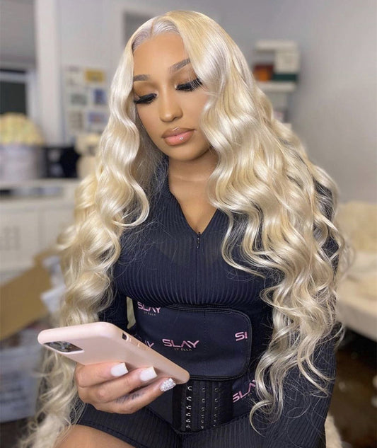 Popular Light Gold Big Wave Silk Wig
