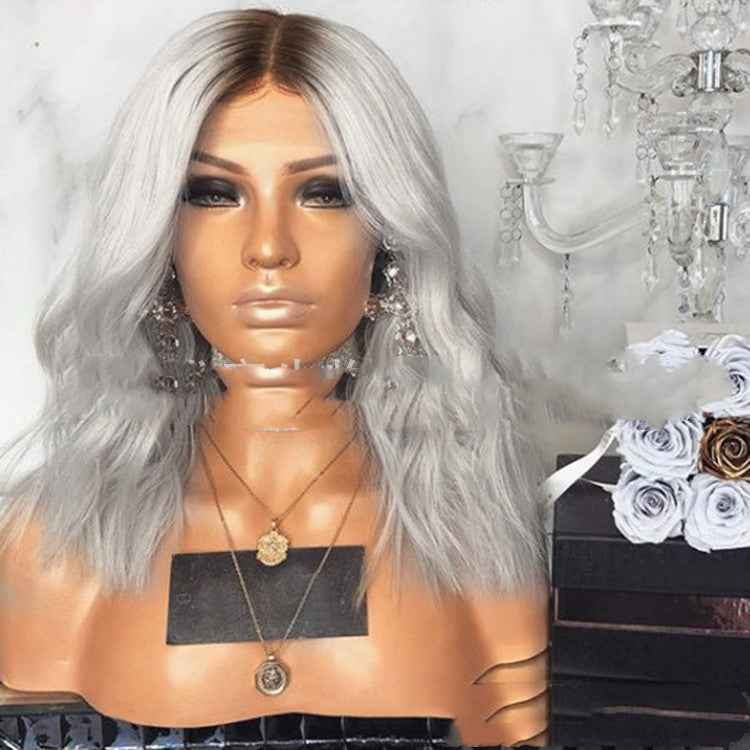 Women's Black And Gray Mixed Color Wigs