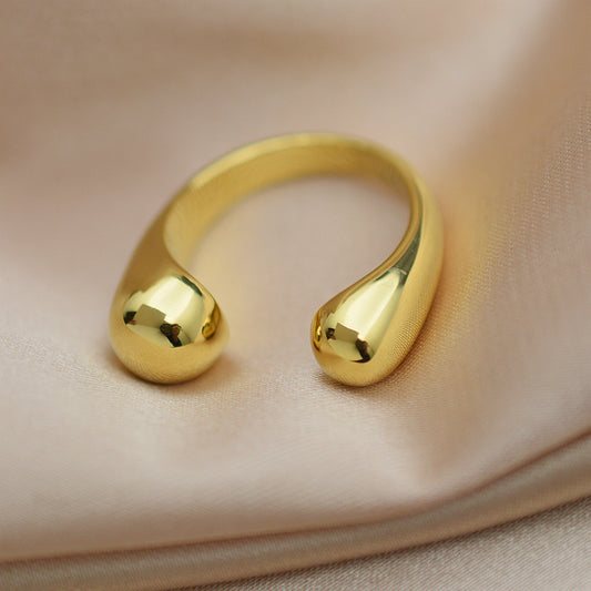 Gold Metal Brass Plated Balls Adjustable Opening Rings