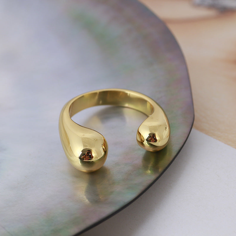 Gold Metal Brass Plated Balls Adjustable Opening Rings