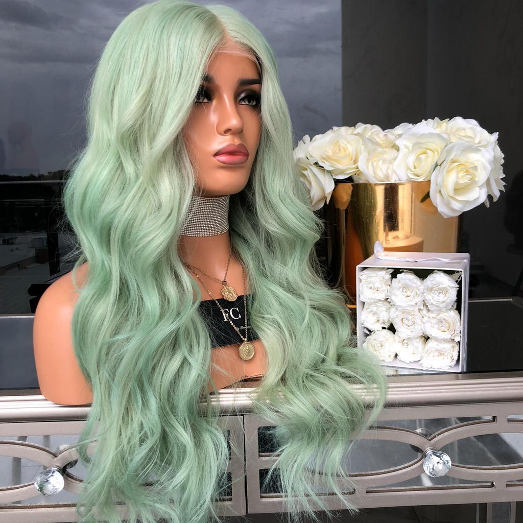 Green Mid-Length Curly Hair
