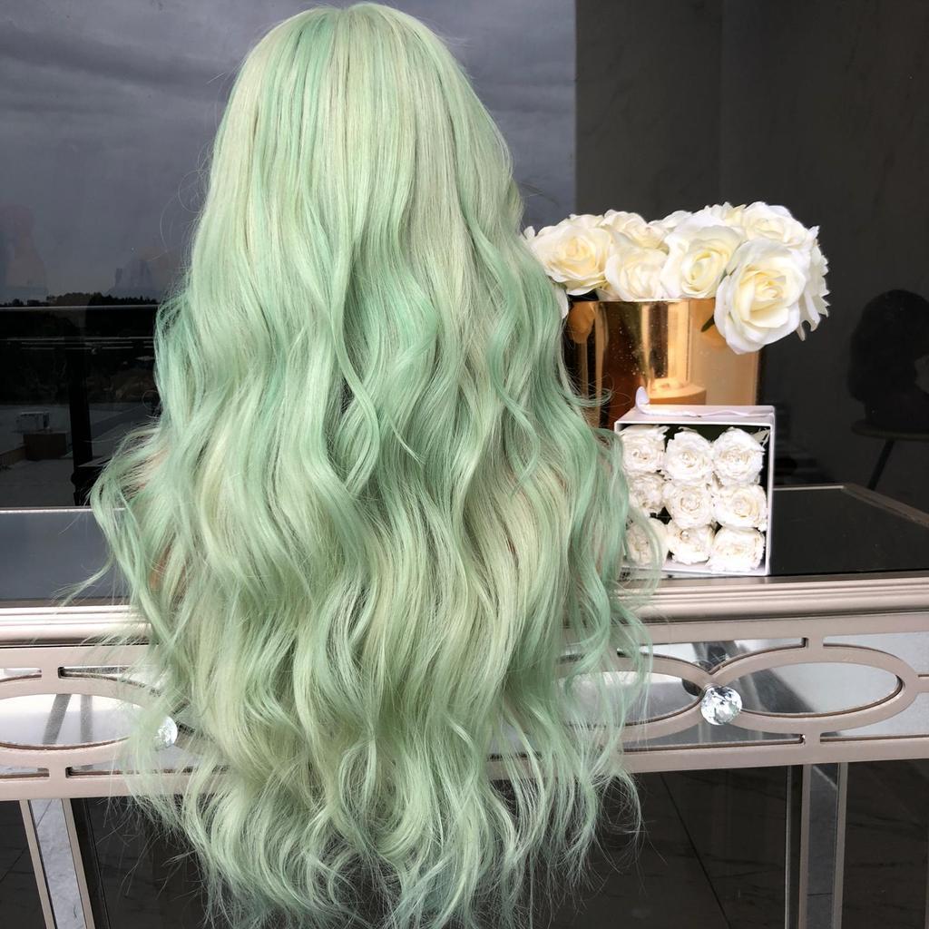 Green Mid-Length Curly Hair