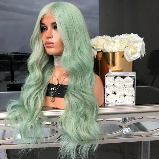 Green Mid-Length Curly Hair
