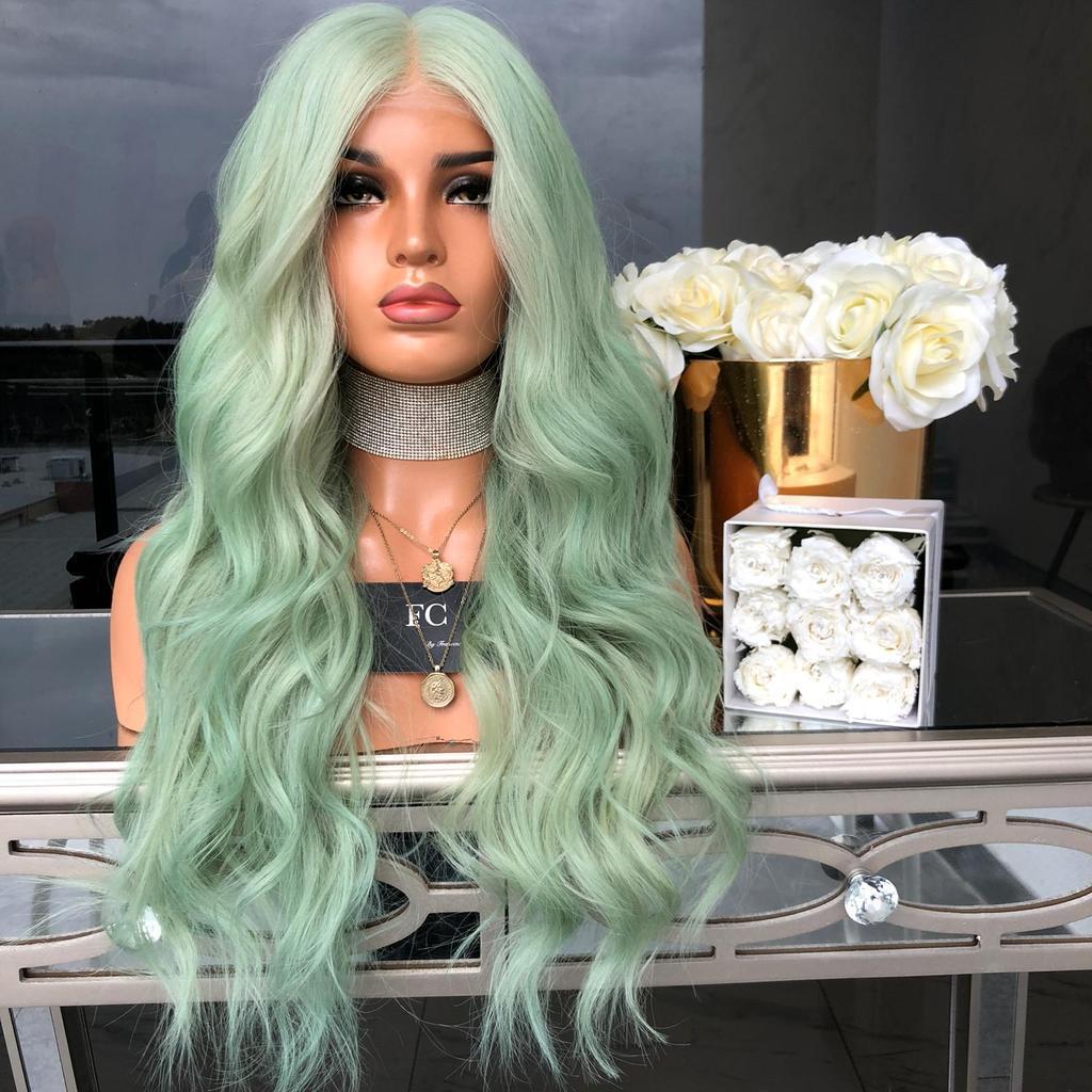 Green Mid-Length Curly Hair