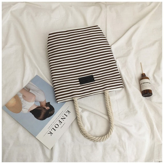 Ladies Shoulder Stripe Tote Summer Beach Bag