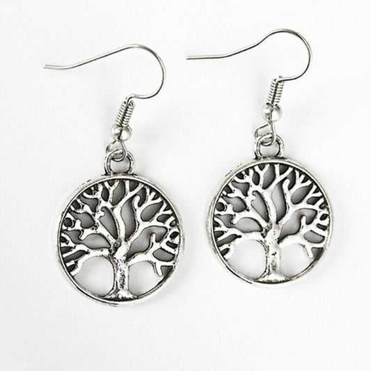 Natural Stone Tree Of Life Pendulum Earrings