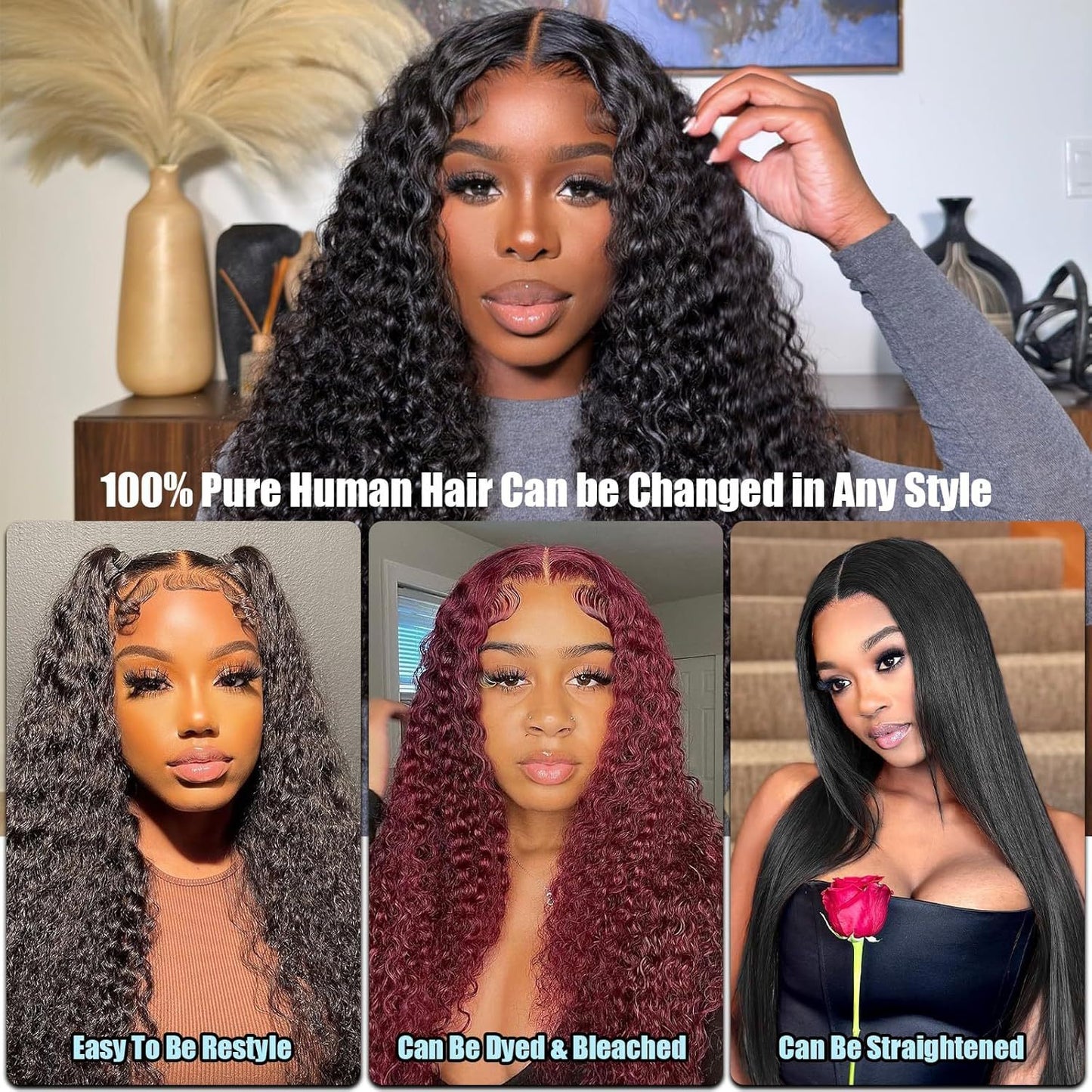 Front Lace Human Hair Wig Deep Wave