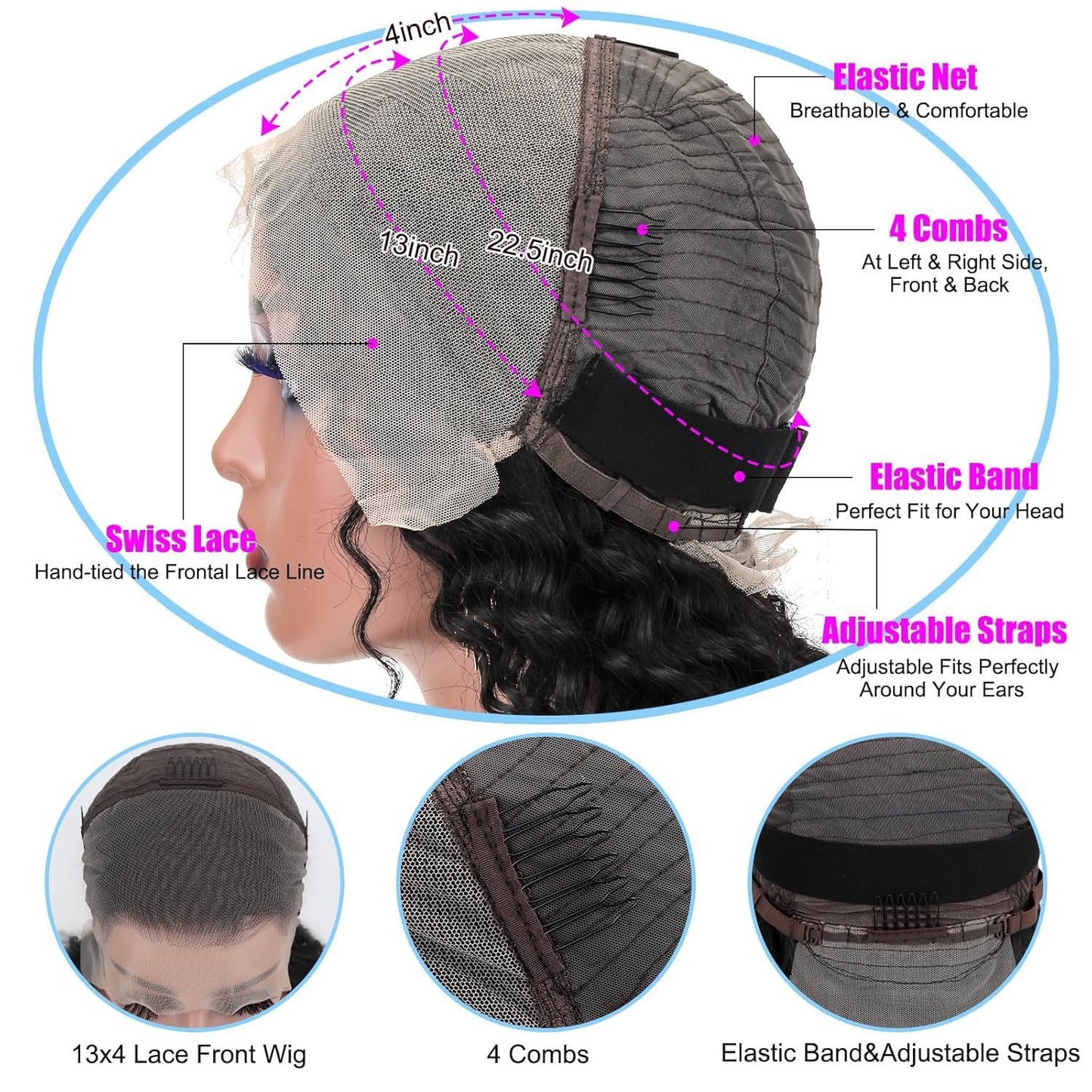Front Lace Human Hair Wig Deep Wave
