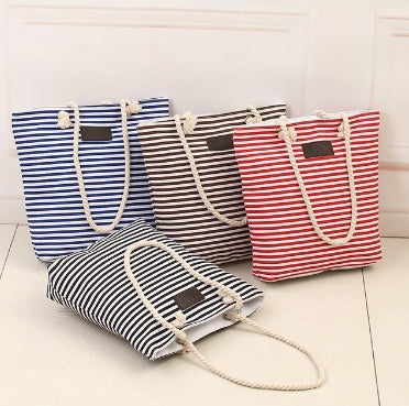Ladies Shoulder Stripe Tote Summer Beach Bag