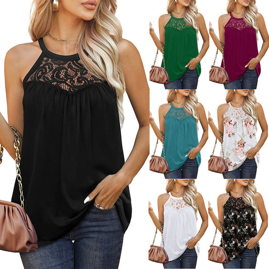 Loose Fit Summer Lace Halter Tops