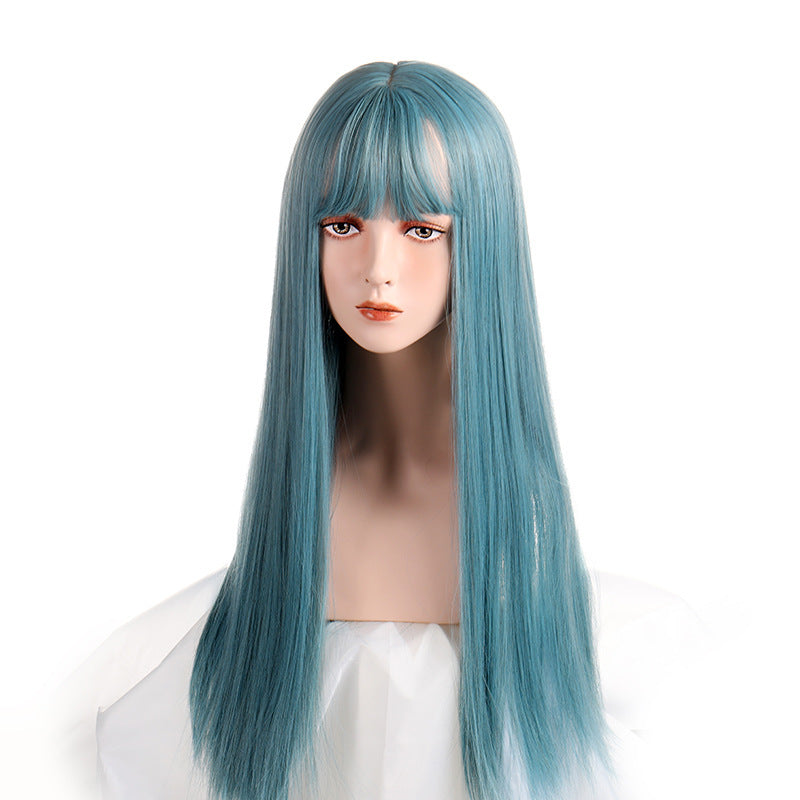 Air Bangs Long Straight Human Hair Wigs