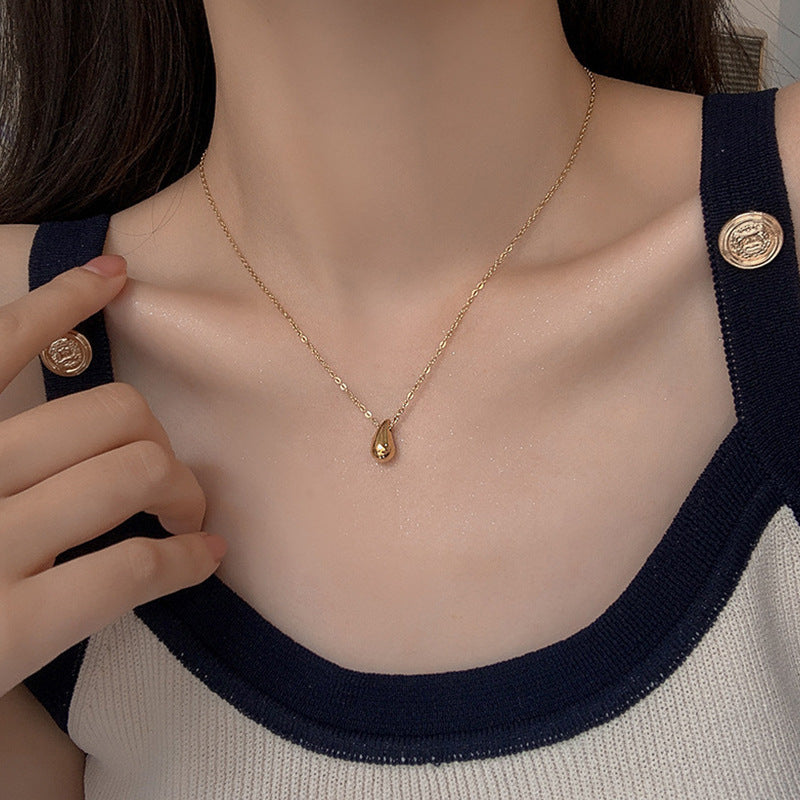 Minimalist New Small Water Drop Titanium Steel Necklace