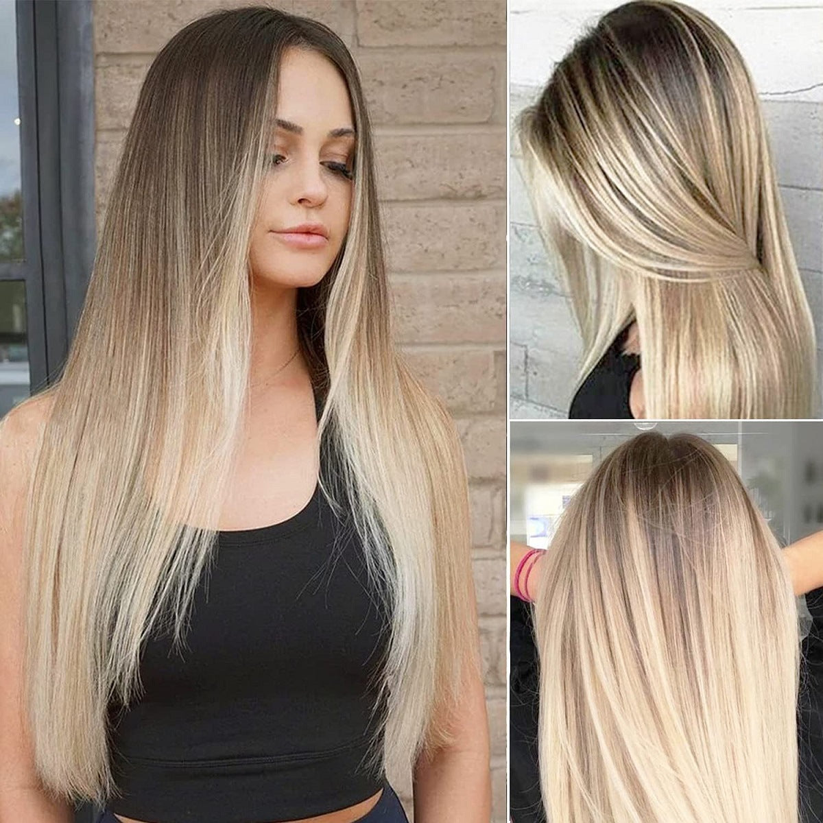 Golden Brown Gradient Human Hair Wigs