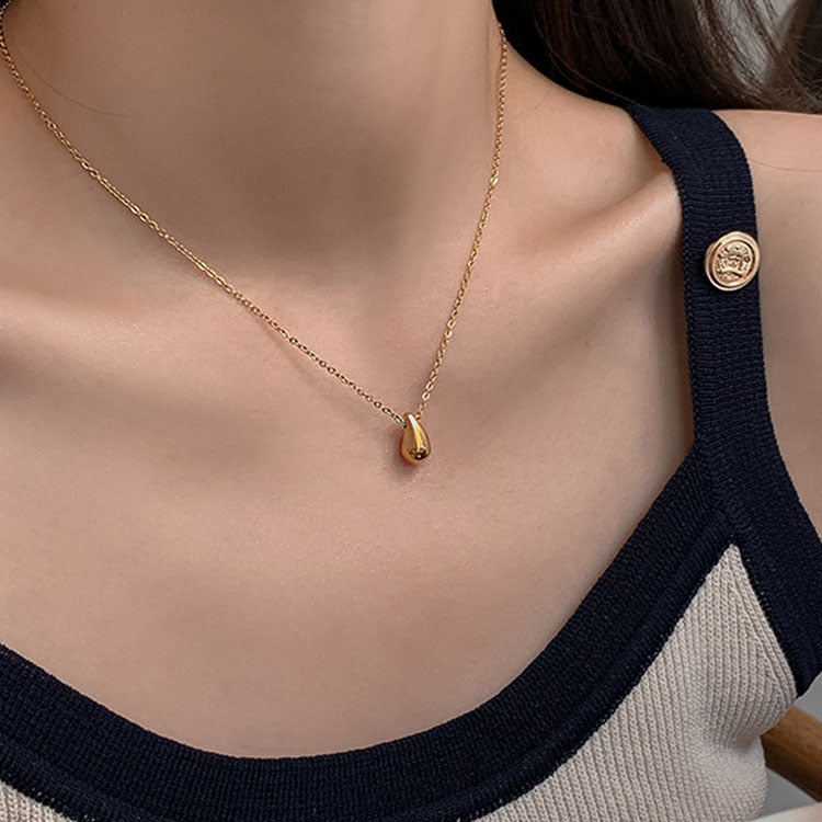 Minimalist New Small Water Drop Titanium Steel Necklace