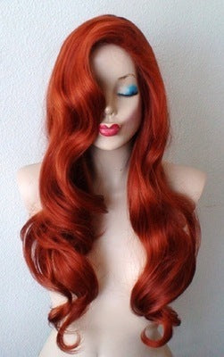 Copper Anime Long Human Hair Wigs