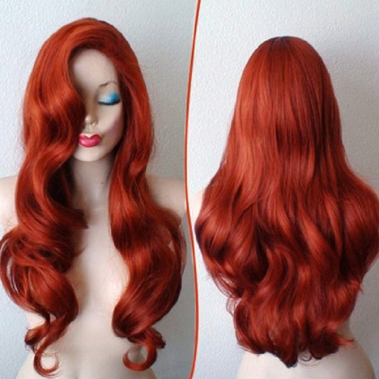 Copper Anime Long Human Hair Wigs